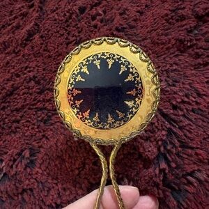 Vintage Gold and Black Hand Mirror